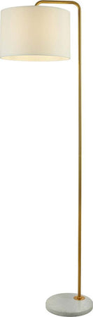 Piantana-Contemporaneo-Gallow-Marmo-Bianco-Metallo-Oro-Tessuto-Bianco-1-Luce-E27