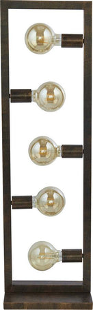 Piantana-Contemporaneo-Oblungo-Acciaio-Marrone-5-Luci-E27