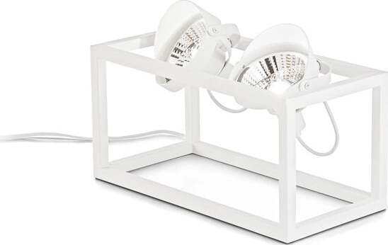 Piantana-Industrial-Minimal-Audio-Metallo-Bianco-2-Luci-Gu10-10W-3000K-H19Cm