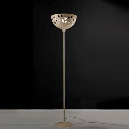 Piantana-moderna-Illuminando-GEO-TE-C1-LED-lampada-terra-metallo-bianco-grigio-sabbia-mezza-sfera-traforata-interno-E27-H173