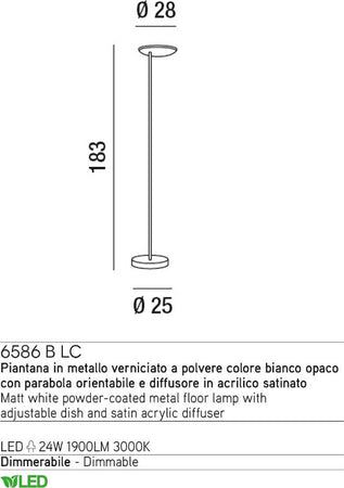 Piantana-moderna-Perenz-OPHELIA-6586-B-LED-24W-1900LM-3000°K-lampada-terra-dimmerabile-bianco-diffusore-orientabile-IP20