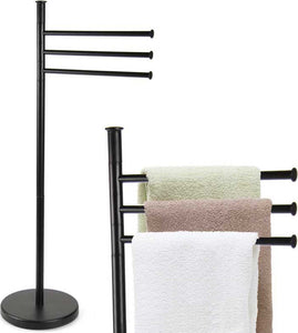 Piantana-Portasciugamani-Parigi-da-Bagno-3-Bracci-in-Metallo-Nero-20-x-83-cm