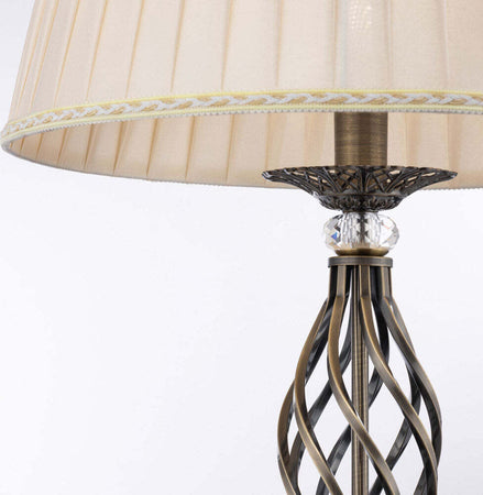 Piantana-Shabby-Chic-Grace-Metallo-Ottone-1-Luce-Diffusore-Organza-Beige