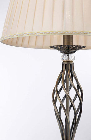 Piantana-Shabby-Chic-Grace-Metallo-Ottone-1-Luce-Diffusore-Organza-Beige