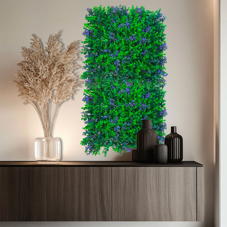 Pannelli Verde Verticale 50×50 cm Ultra-realistici e folti, per interno/esterno BOSSO E FOGLIE VIOLA - Eternal Parquet - Eternal Parquet