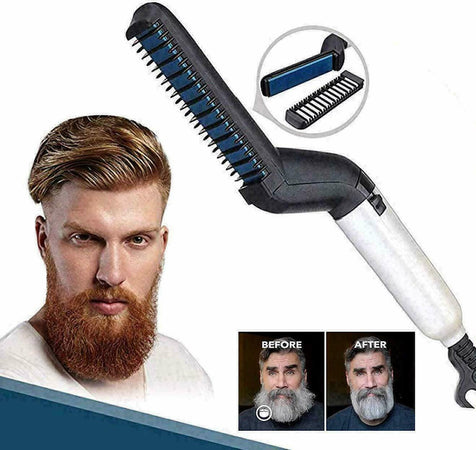 Piastra-pettine-Uomo-barba-Capelli-styling-lisciante-elettrica-spazzola-hair