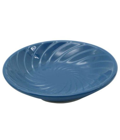 Piattino Porta Sapone Saponetta In Ceramica Rigata Spirale Blu Tondo Bagno 79956