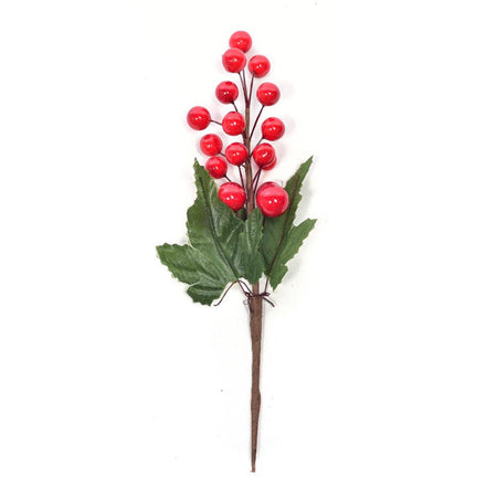 Bacche rosse per albero di natale per decorazione natalizia h 22,5 cm