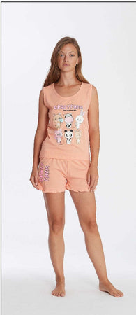Pigiama bambina forever firends spalla larga 100% cotone crzazt farm