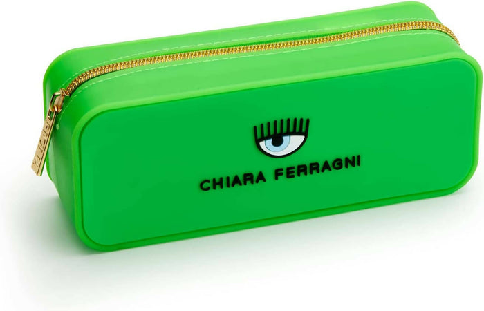 Pigna Chiara Ferragni Astuccio In Silicone Verde Con Logo 19,5 X 7,5 X 5,5 Cm Astuccio Portapenne Con Zip