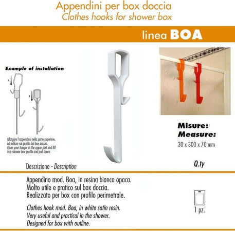 Pika Shop Appendino per Box Doccia Modello Boa Bianco Casa e cucina/Bagno/Mobili da bagno/Portasciugamani/Ganci portasciugamani Ogomondo - Martina Franca, Commerciovirtuoso.it