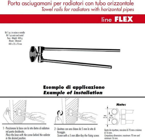 Pika Shop Portasalviette per Termoarredo Modello Flex Cromato 35cm Casa e cucina/Bagno/Mobili da bagno/Portasciugamani/Portasciugamani da parete Ogomondo - Martina Franca, Commerciovirtuoso.it