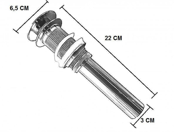 Piletta clip clap effetto acciaio inox satinato senza troppo pieno