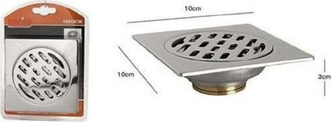 Piletta-Per-Doccia-A-Pavimento-Sifonata-In-Ottone-10-X-10-Cm-Bagno-Tappo