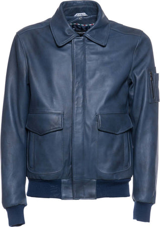 Pilota---Bomber-Uomo-Blu-in-vera-pelle