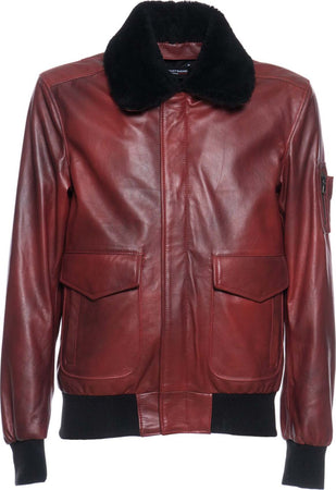 Pilota---Bomber-Uomo-Bordeaux-in-vera-pelle-con-collo-Shearling