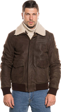 Pilota---Bomber-Uomo-Testa-di-Moro-Nabuk-in-vera-pelle-con-collo-in-vero-Shearling