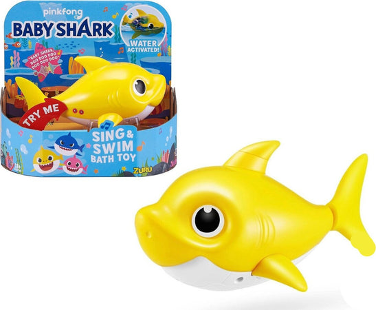 Pinkfong Baby Shark Giocattolo da Bagno Canta e Nuota a Batteria Giallo per Bambini +18 Mesi, Nuota per Davvero!