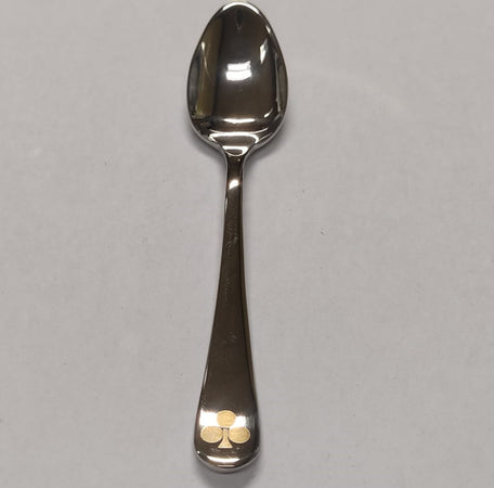 PINTINOX---CONFEZIONE-12-PEZZI---CUCCHIAINO-DA-CAFFE'-CON-TRIFOGLIO-ORO-14,7CM---IN-ACCIAIO-INOSSIDABILE