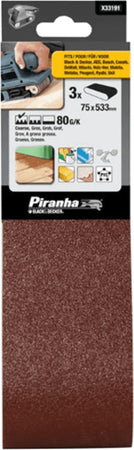 PIRANHA-BLACK&DECKER-3-NASTRI-ABRASIVI-75X533-GR.-80