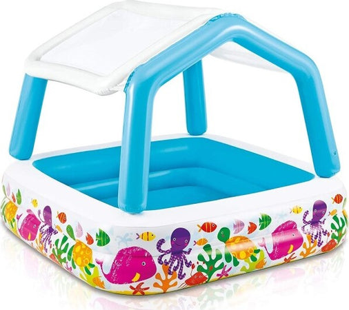 Piscina-Acquario-Parasole-Rimovibile-Multicolore-Gonfiabile-157x157x122cm-57470
