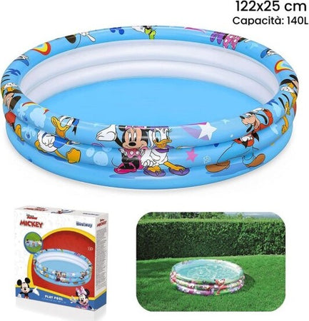 Piscina-Gonfiabile-3-Anelli-122-X-25-Cm-Topolino-Mickey-Mouse-Per-Bambini-91007