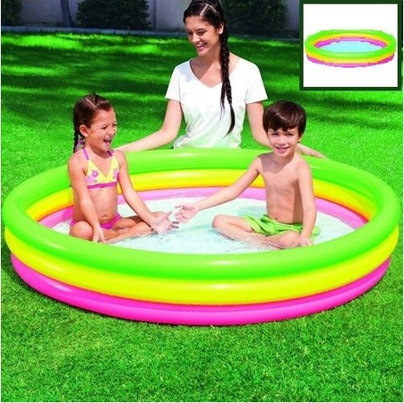 Piscina-Gonfiabile-Arcobaleno-A-3-Anelli-Colorati-152-X-30-Cm-Fuori-Terra