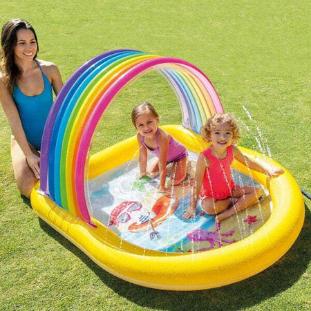 Piscina-Gonfiabile-Baby-2+anni-Arcobaleno-147x130x86cm-Con-Spruzzi-Parasole-57156