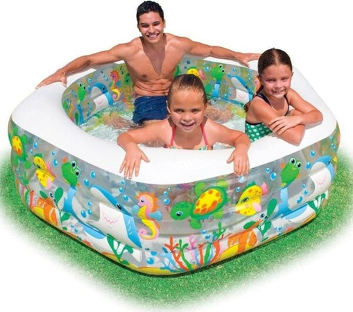 Piscina-Gonfiabile-Per-Bambini-Pesci-Dell'oceano-A-3-Anelli-191-X-178-X-61-Cm