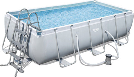 Piscina rettangolare 404 x 201cm h100 con pompa e scaletta da giardino e veranda
