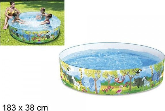 Piscina-Rotonda-Gonfiabile-183x38-Cm-Decorazione-Safari-Bambini-Giardino-Estate