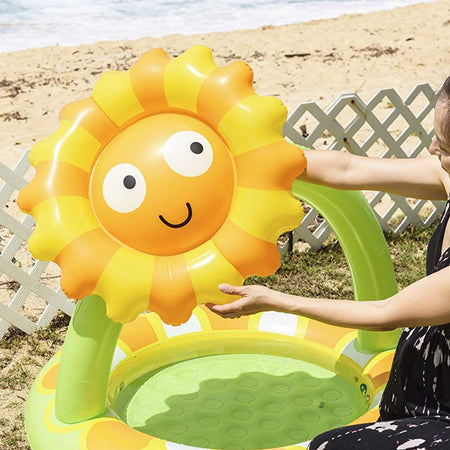 Piscina tonda gonfiabile con parasole 100 cm per neonati da mare e spiaggia