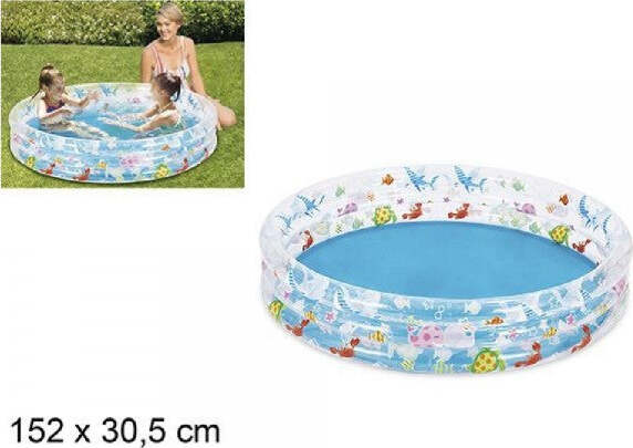 Piscina-Tonda-Gonfiabile-Personaggi-Marini-Bambini-3-Anelli-Giardino-152x30.5cm