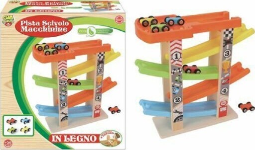 Pista-Garage-Scivolo-Per-Macchinine-In-Legno-Giocattolo-Gioco-Bambini-Infanzia