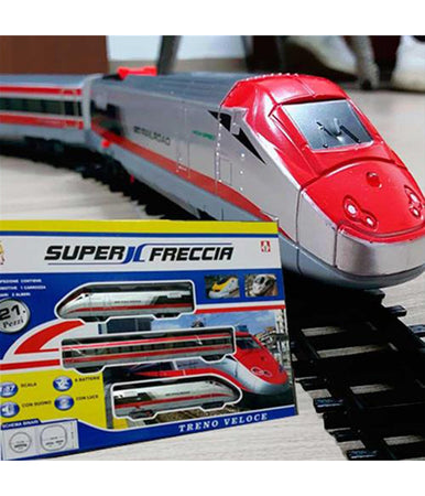 Pista Treno Trenino 21 Pezzi Con Binari Super Freccia Carrozza Con Suoni E Luci