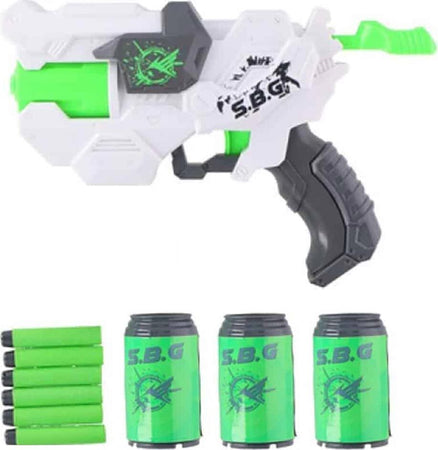Pistola-Giocattolo-per-Bambini-con-6-Colpi-Munizioni-3-Barattoli-Tiro-Bersaglio
