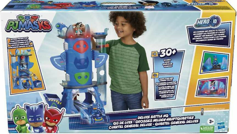 Pjmask-Quartiere-Generele-Deluxe---Hasbro-Pj-Masks-Quartier-Generale,-Pigiama-Qg-Di-Lusso,-Giocattolo-Prescolare-Con-2-Figure-E-1-Veicolo,-Per-Bambini-Dai-3-Anni