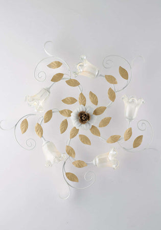 Plafoniera-Arte-Povera-Cesto-Bianco-E-Avorio-5-Luci-E14