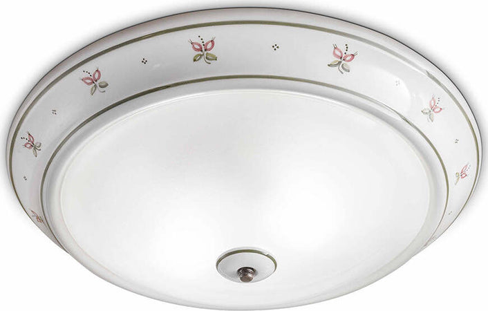 Plafoniera-Classica-Capua-Ceramica-E-Ottone-Satinato-Decorato-2-Luci-E27