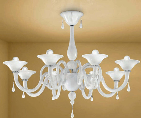 Plafoniera-classica-Sylcom-DOLFIN-1380-8-E14-LED-vetro-soffiato-lampada-soffitto