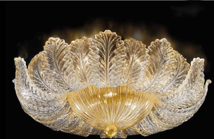 Plafoniera-classica-Sylcom-LOREDAN-1400-64-E27-E14-LED-vetro-graniglia-murano-lampada-soffitto