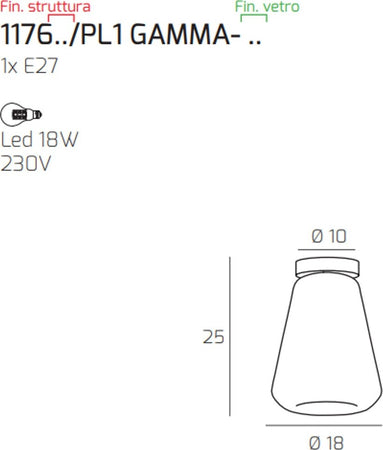 Plafoniera-classica-Top-Light-DOUBLE-SKIN-1176OS-PL1-GAMMA-FU-E27-LED-vetro-lampada-soffitto