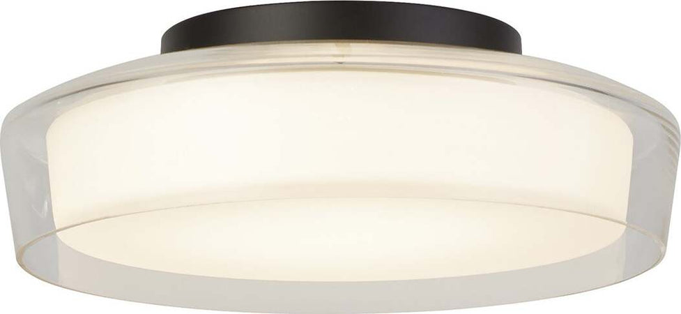 Plafoniera-Contemporanea-Disco-Acciaio-Nero-Vetro-Trasparente-Led-14W-3000K