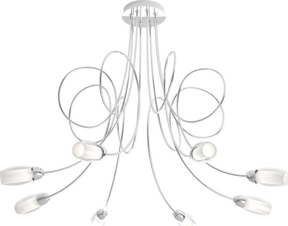 Plafoniera-Contemporanea-Feeling-Net-Metallo-Cromo-Vetro-Trasparente-8-Luci-G9