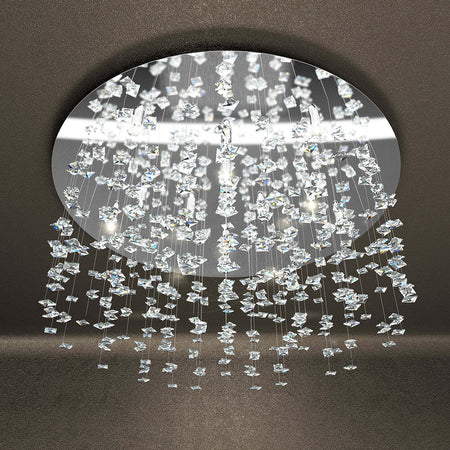 Plafoniera-Contemporanea-Flare-Metallo-Cromo-Cristallo-12-Luci-G9
