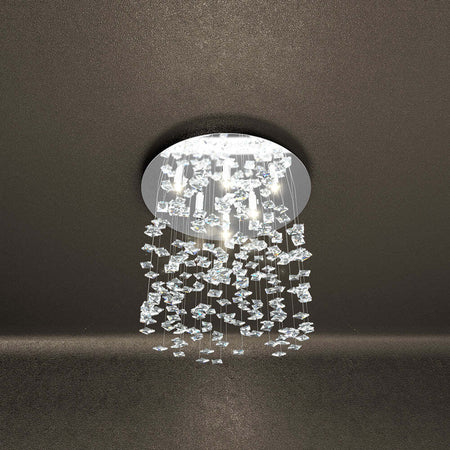 Plafoniera-Contemporanea-Flare-Metallo-Cromo-Cristallo-6-Luci-G9