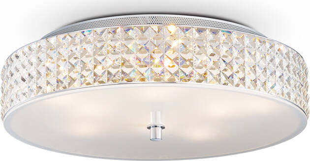 Plafoniera-Contemporanea-Roma-Metallo-Cristallo-Cromo-9-Luci-3W-3000K-Luce-Calda