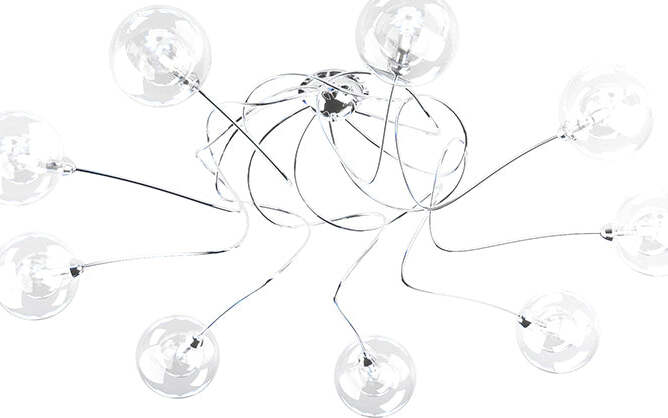 Plafoniera-Contemporanea-Willow-Metallo-Cromo-Vetro-Trasparente-9-Luci-G9