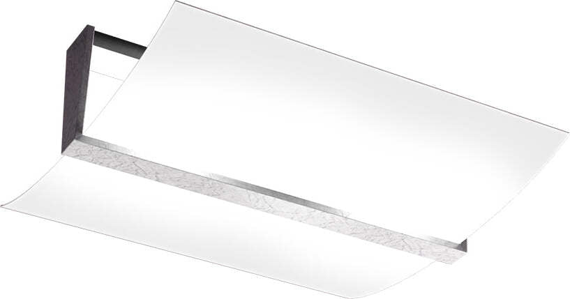 Plafoniera-Contemporanea-Wood-Met.-Foglia-Argento-Vetro-Bianco-2-Luci-E27-43Cm
