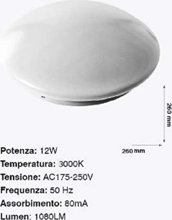 Plafoniera-Da-Soffitto-Faretto-Led-12w-Tondo-Pannello-Luce-1080lm-26cm-Design-Moderno